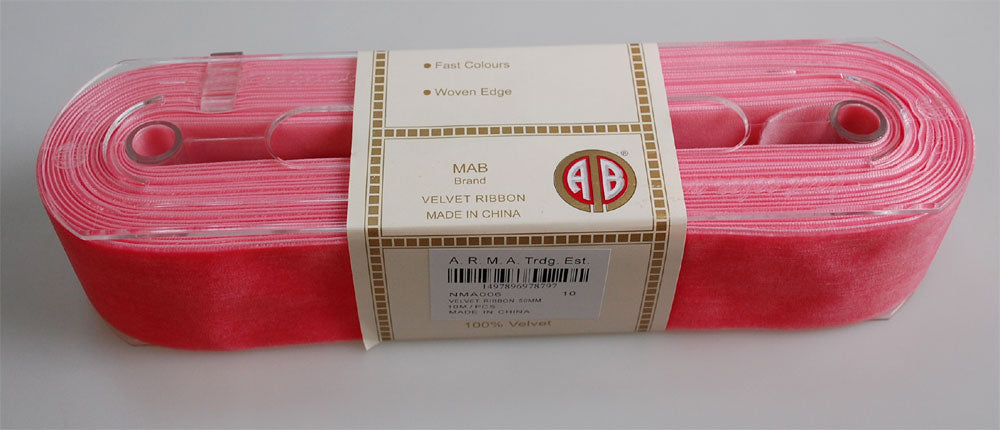 50 mm velvet ribbon in 10 m roll for UAE garment trims and fashion sampling