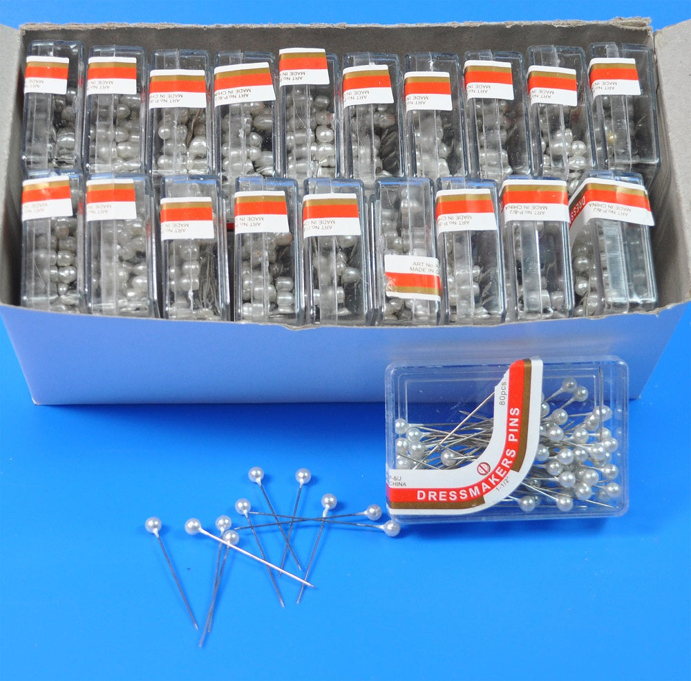 P-8/J 1.5-inch dressmaking pins in a wholesale box of 20 cases