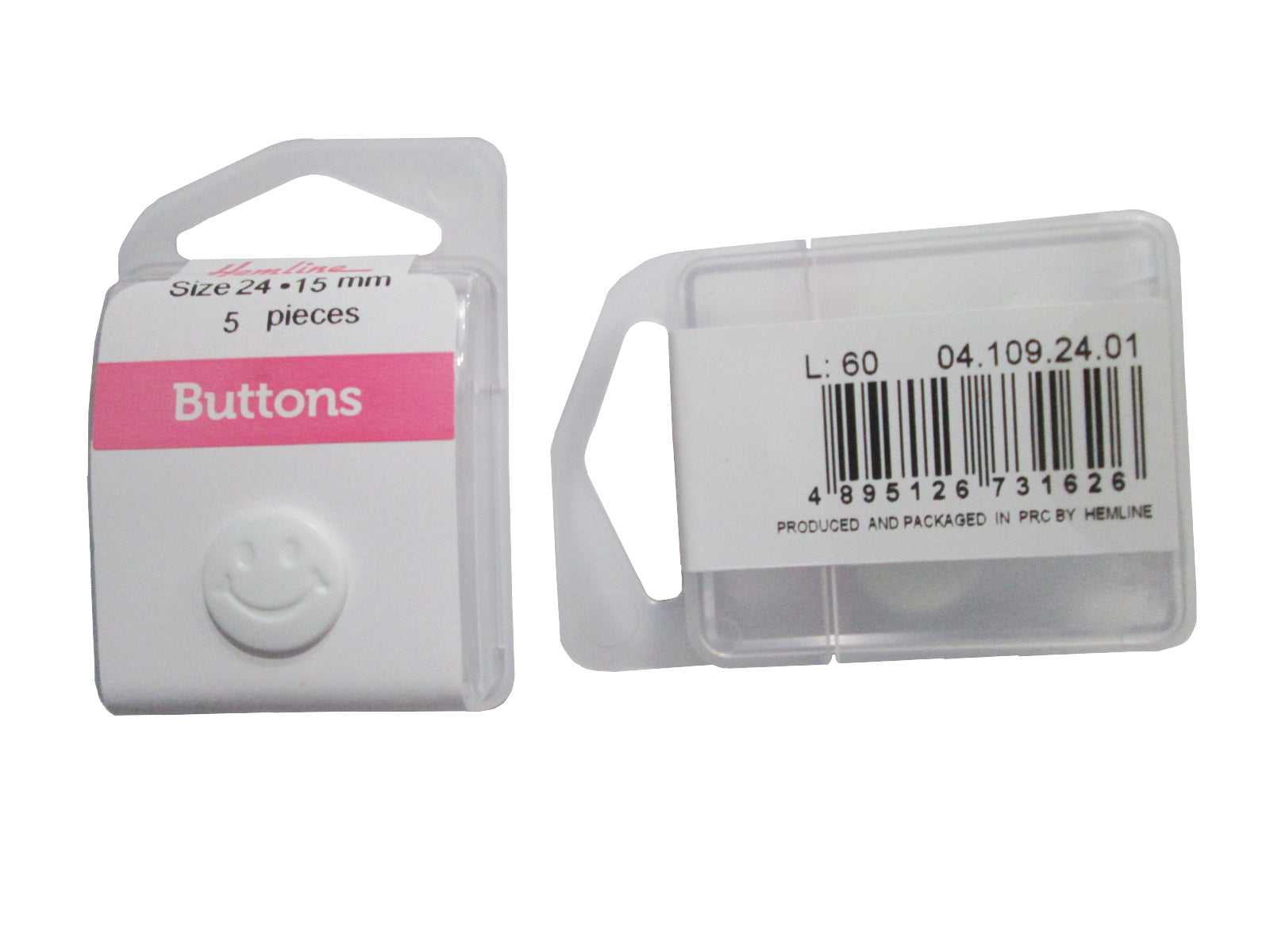 SMILY FACE BUTTON:3CRD*5PC (BOX/04.109.24.01)