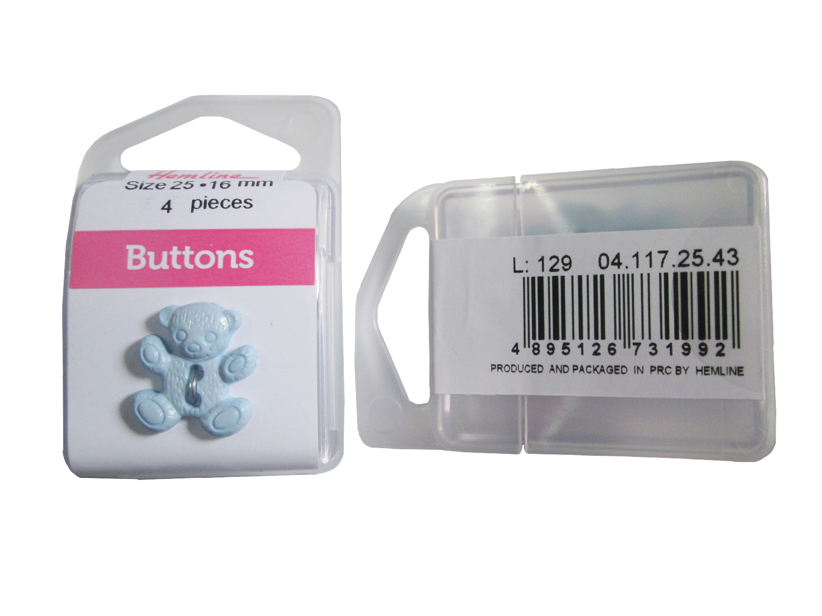 TEDDY BEAR BUTTON:3CRD*4PC (BOX/04.117.25.43)