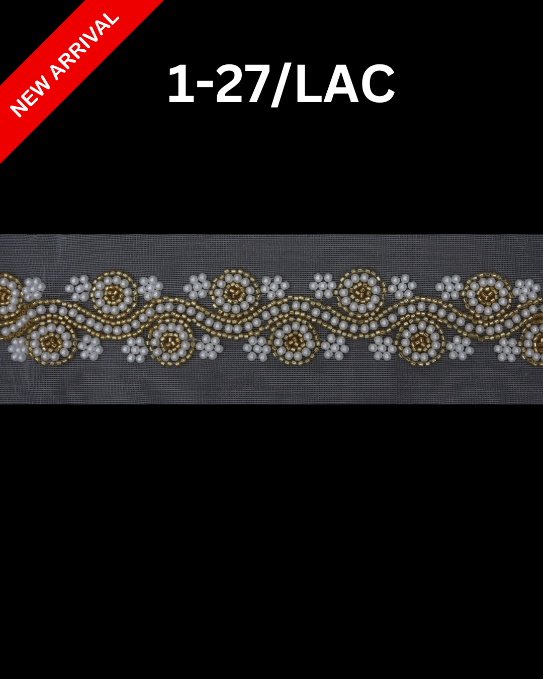 1-27/LAC Pearl Beaded Net Lace Trim