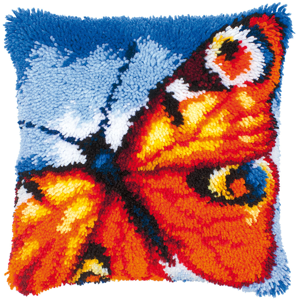 VERVACO LATCH HOOK CUSHION – ORANGE BUTTERFLY (PN-0014174)