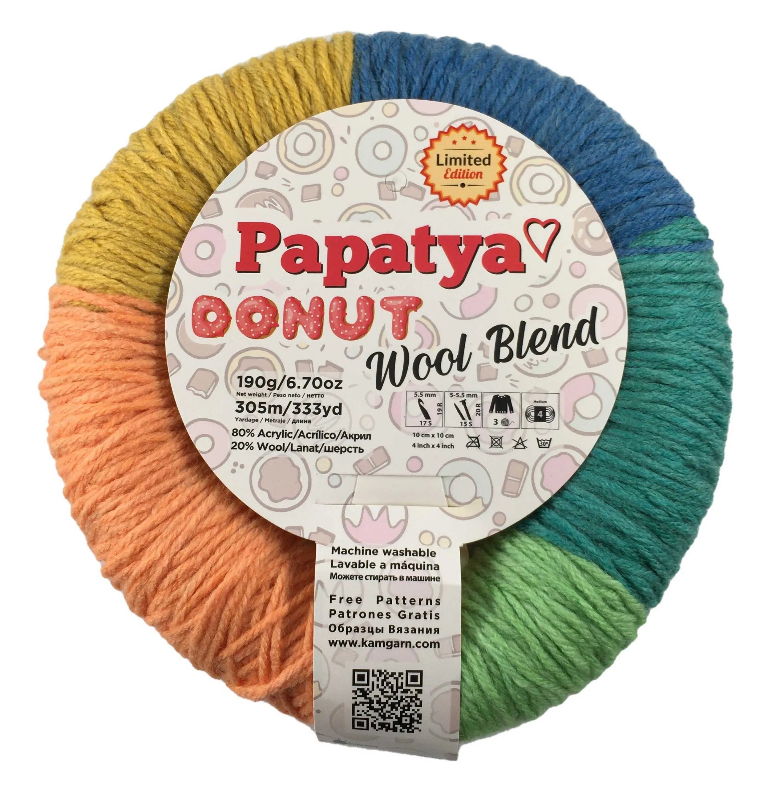 ACRY.YARNS:190Gx4PC(760GRM) (PAPATYA/DONUT-WOOL B)