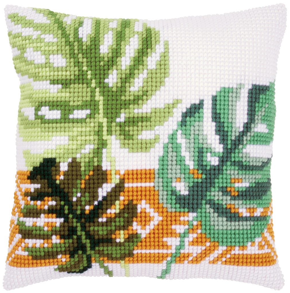 VERVACO CROSS STITCH CUSHION KIT BOTANICAL LEAVES (PN-0165496)