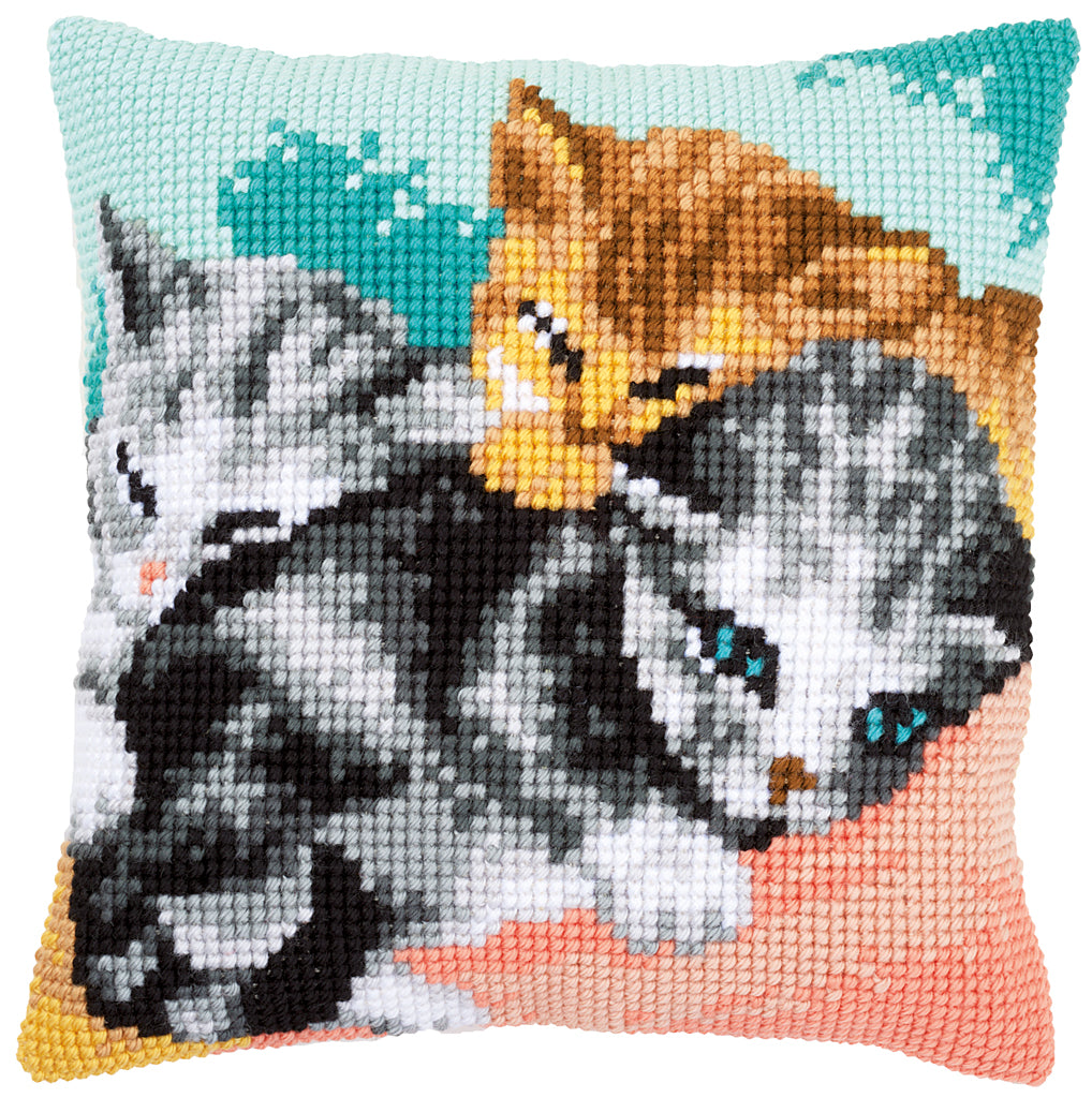 VERVACO CROSS STITCH CUSHION KIT CUTE KITTENS (PN-0165781)