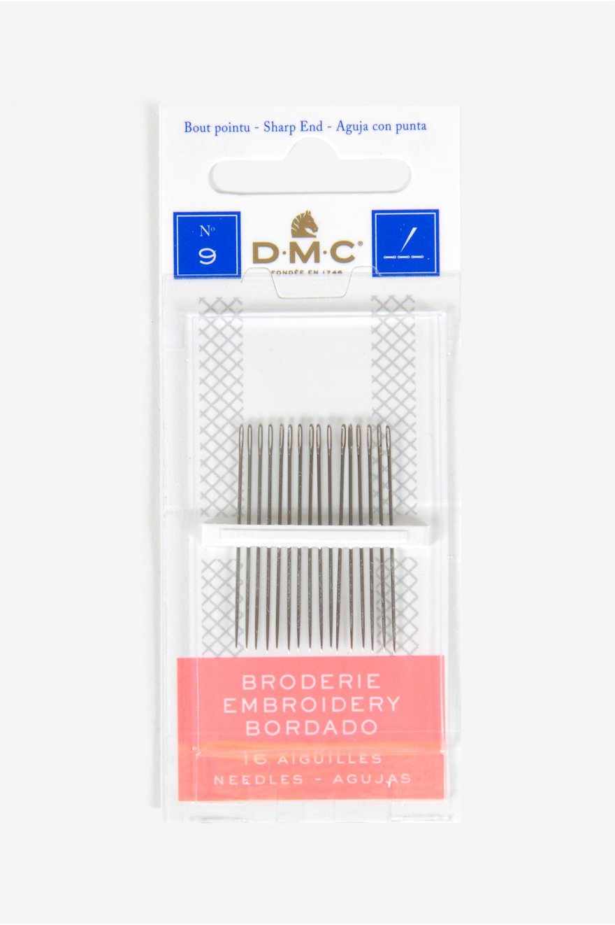 EMB. NEEDLES:16PC:SIZE#9 (1765/6-CRD)