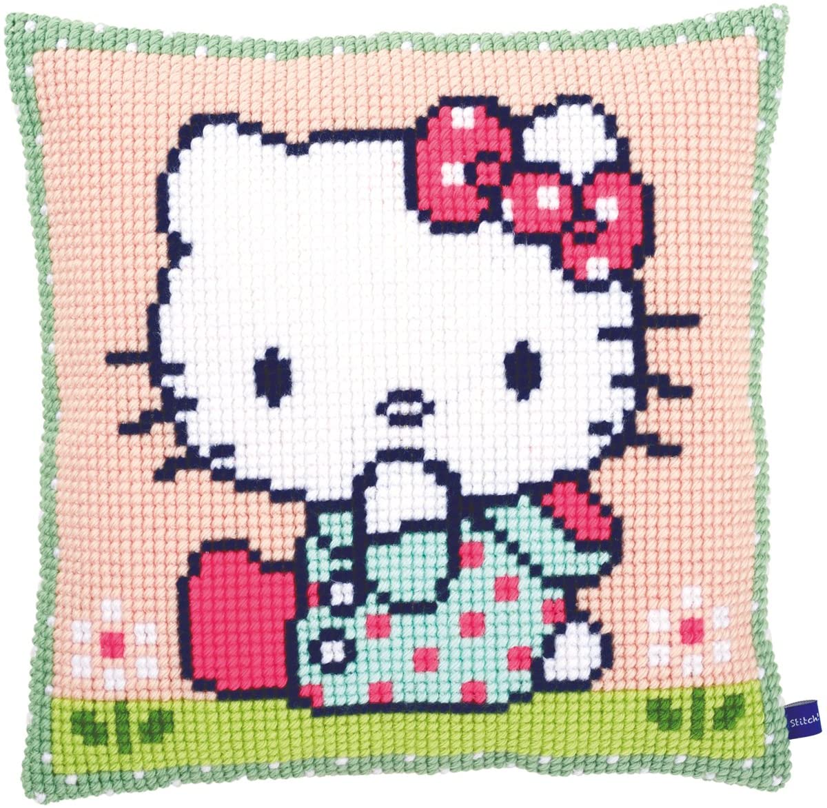 VERVACO CROSS STITCH CUSHION KIT HELLO KITTY ON THE LAWN (PN-0155210)