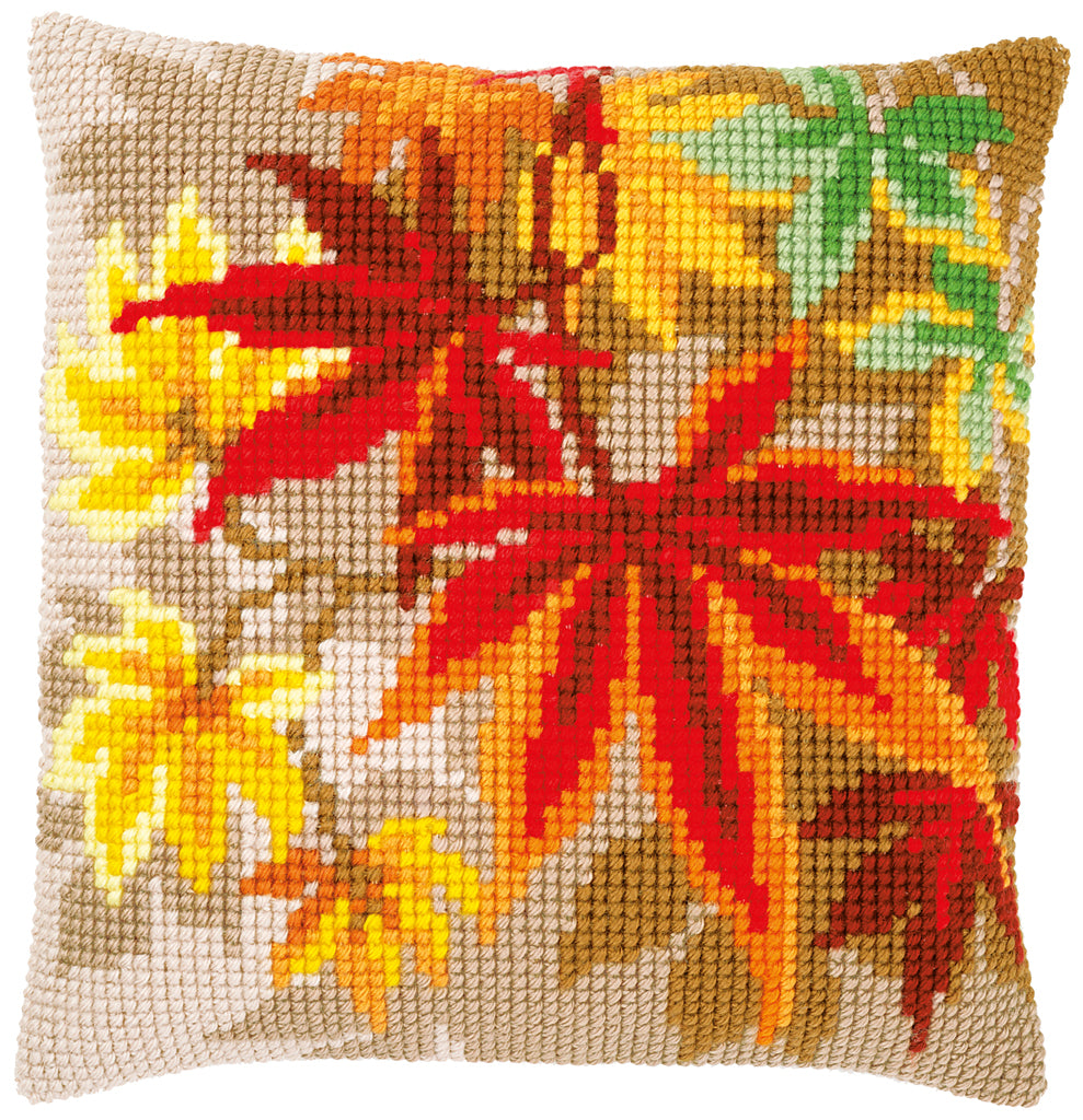 VERVACO CROSS STITCH CUSHION KIT AUTUMN LEAVES (PN-0157754)