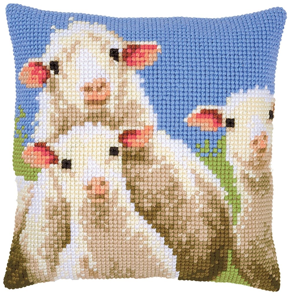 VERVACO CROSS STITCH CUSHION KIT CURIOUS SHEEP (PN-0157426)