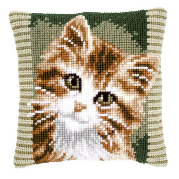 VERVACO CROSS STITCH CUSHION KIT BROWN CAT (PN-0149856)