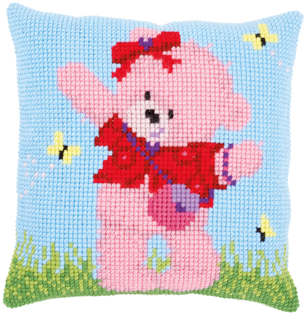 VERVACO CROSS STITCH CUSHION KIT POPCORN BRIE&BUTTERFLIES (PN-0172574)