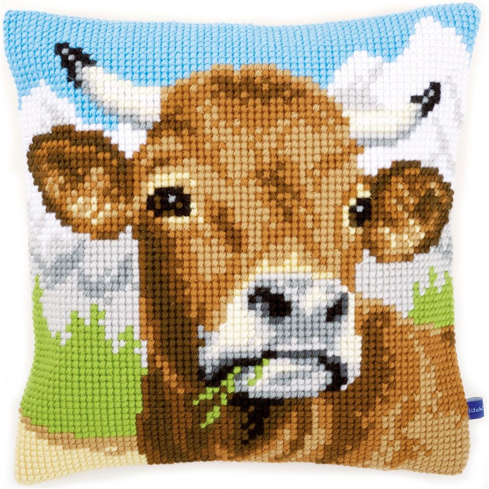 VERVACO CROSS STITCH CUSHION KIT COW (PN-0148000)