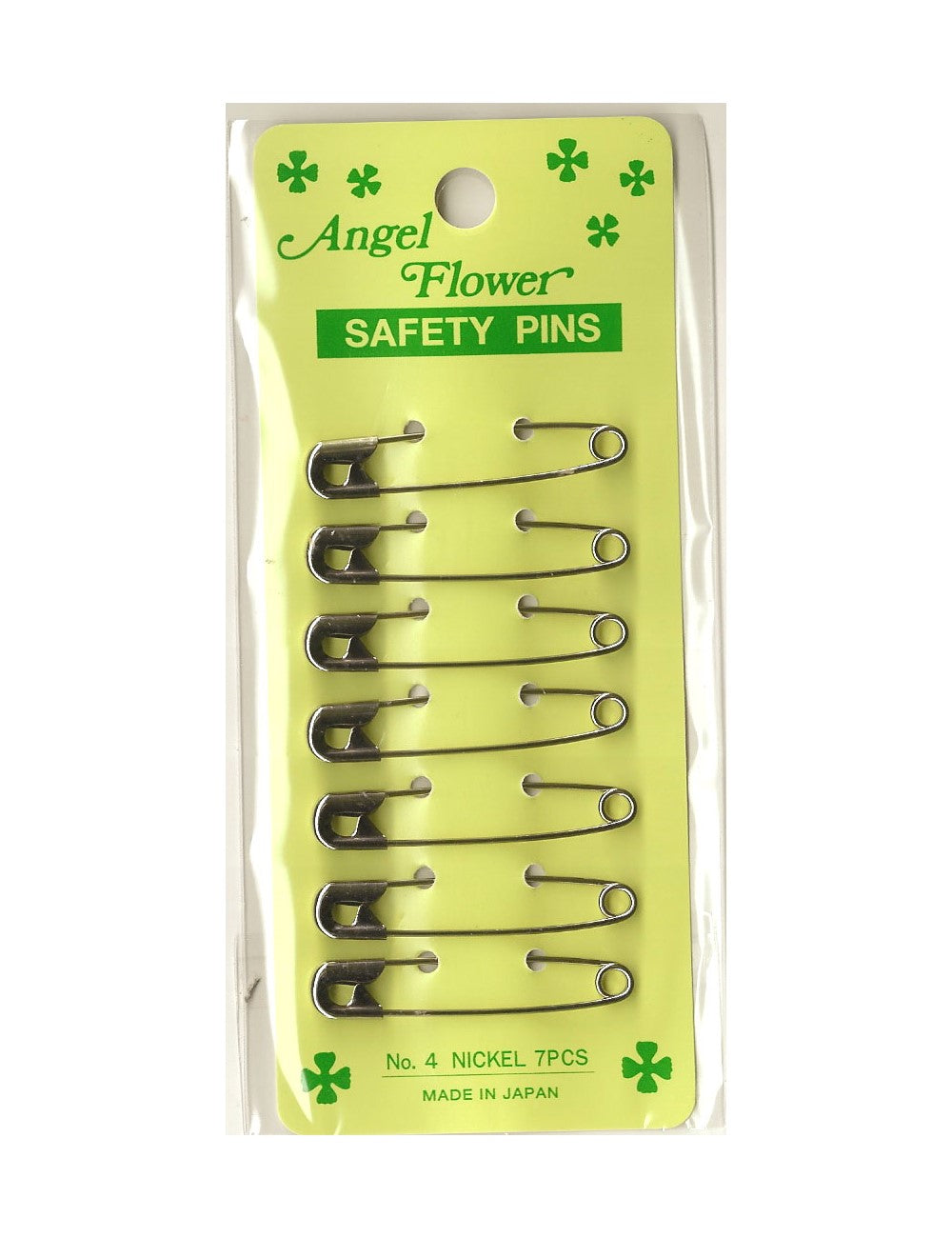 SAFETY PIN;ANGEL FLOWER:24CRD (4/NICKELLED)