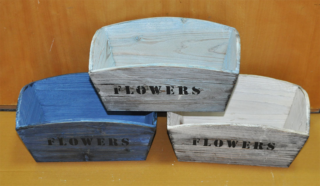 WOOD FLOWER POT (A2-15B151)