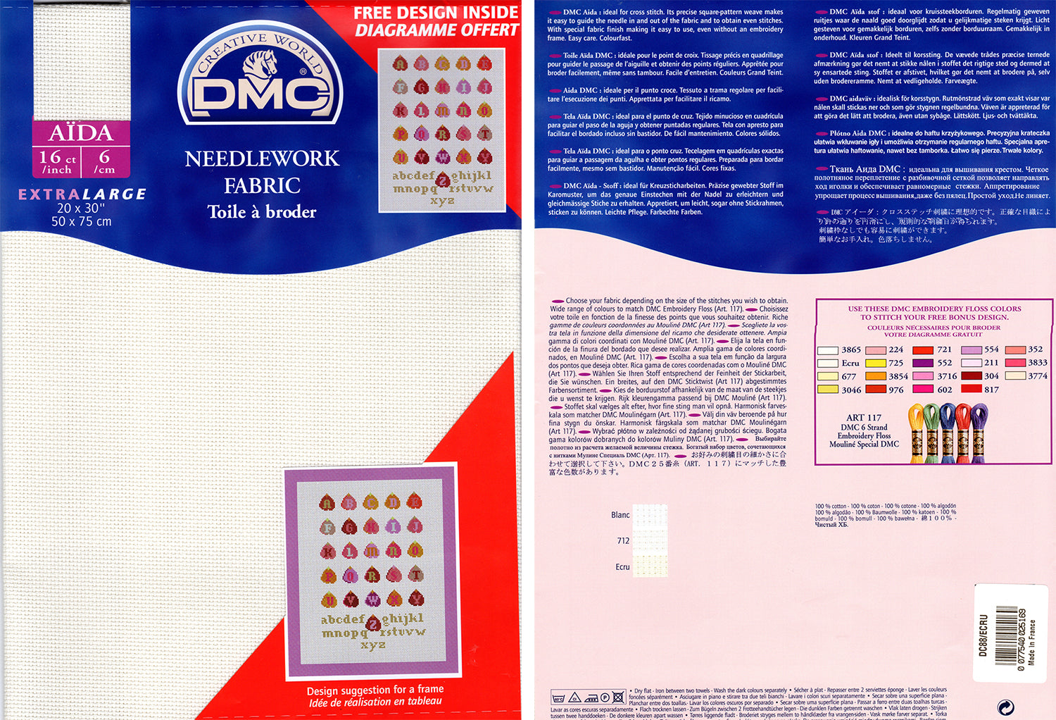 NEEDLE WORK FABRIC:20x30" (DC88/ECRU)