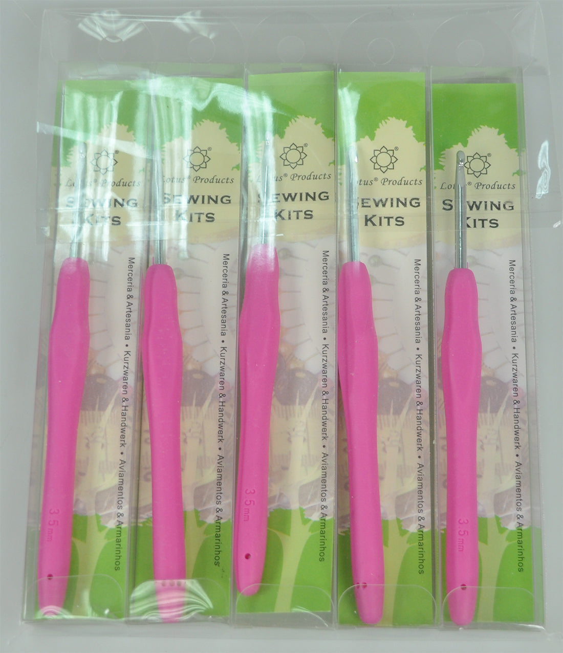 SOFT HANDLE CROCH HOOK:5PC/PKT (LOTUS/CH-3.5MM)