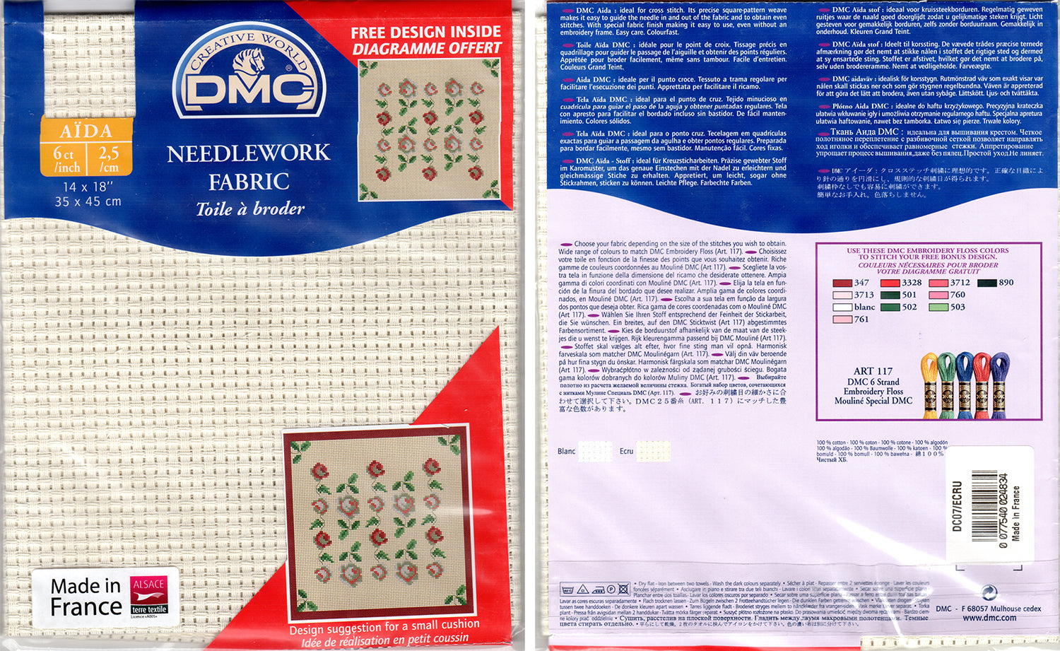 NEEDLE WORK FABRIC:14x18" (DC07/ECRU)