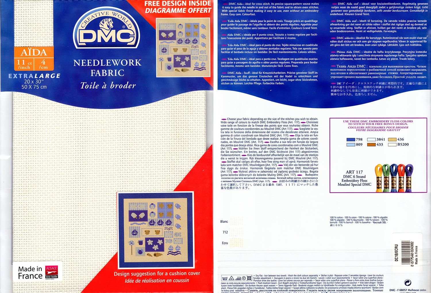 NEEDLE WORK FABRIC:20x30" (DC18/ECRU)