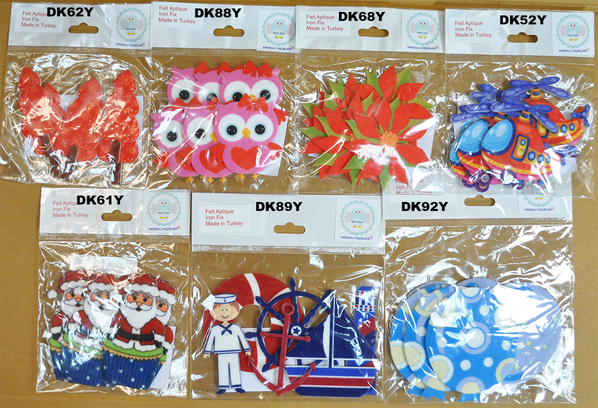 FELT APPLIQUE IRON FIX:6PC (DK-FELT/IRON)