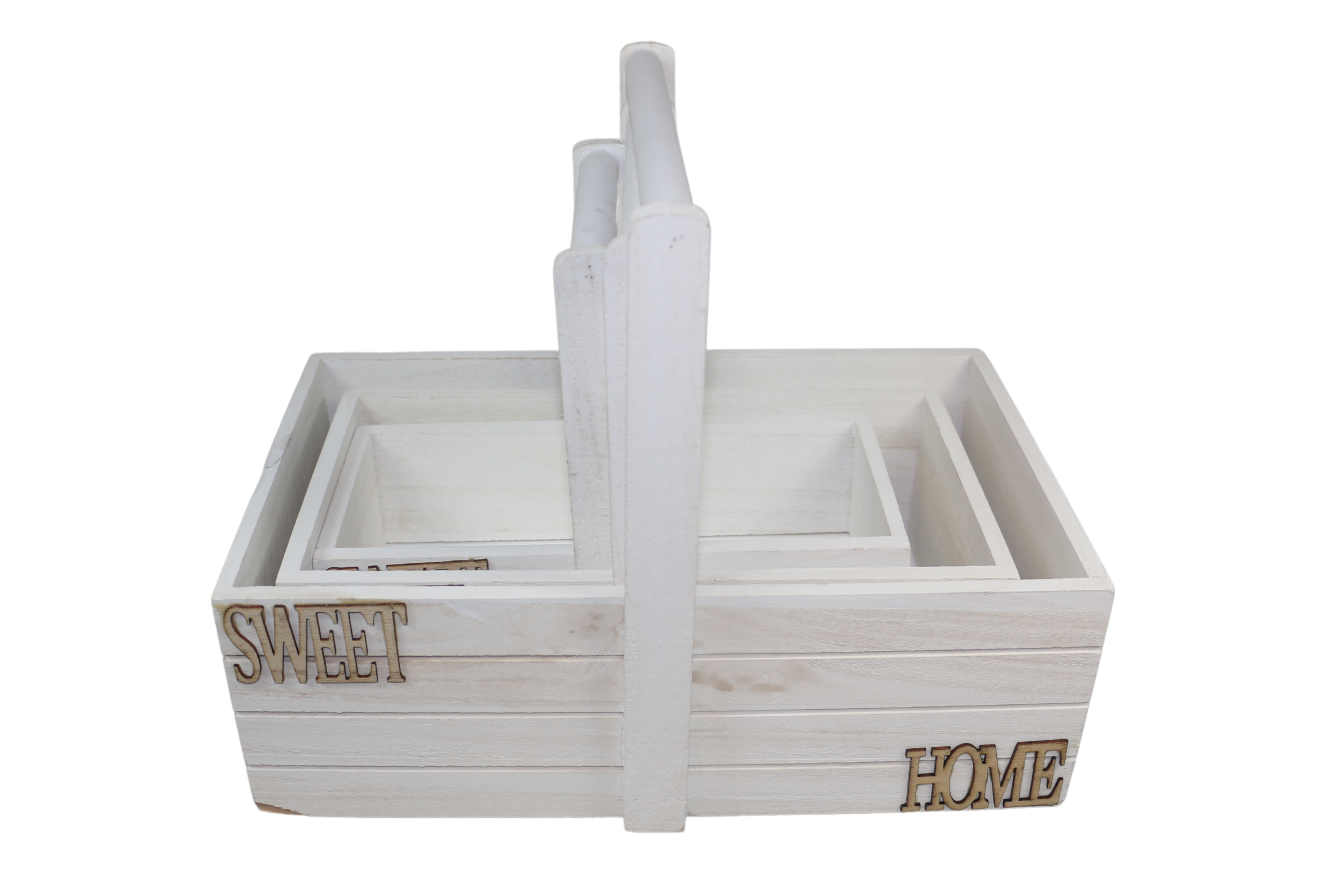 WOOD FLOWER BASKET:S/3 (A-102)