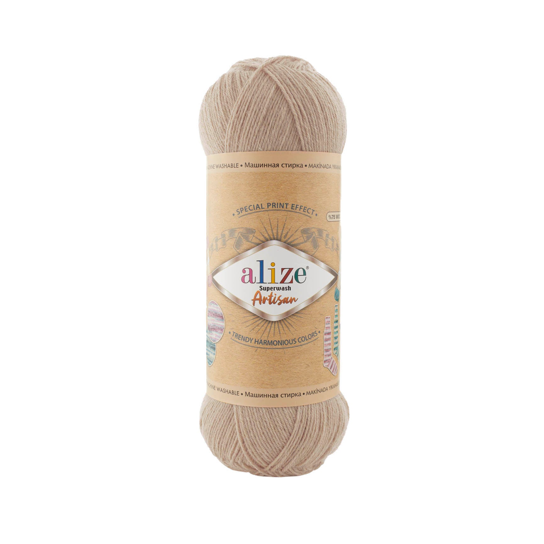 SW WOOL/POLY YARN:100Gx5(500GR) (ALIZE/S.WASH ARTISAN)