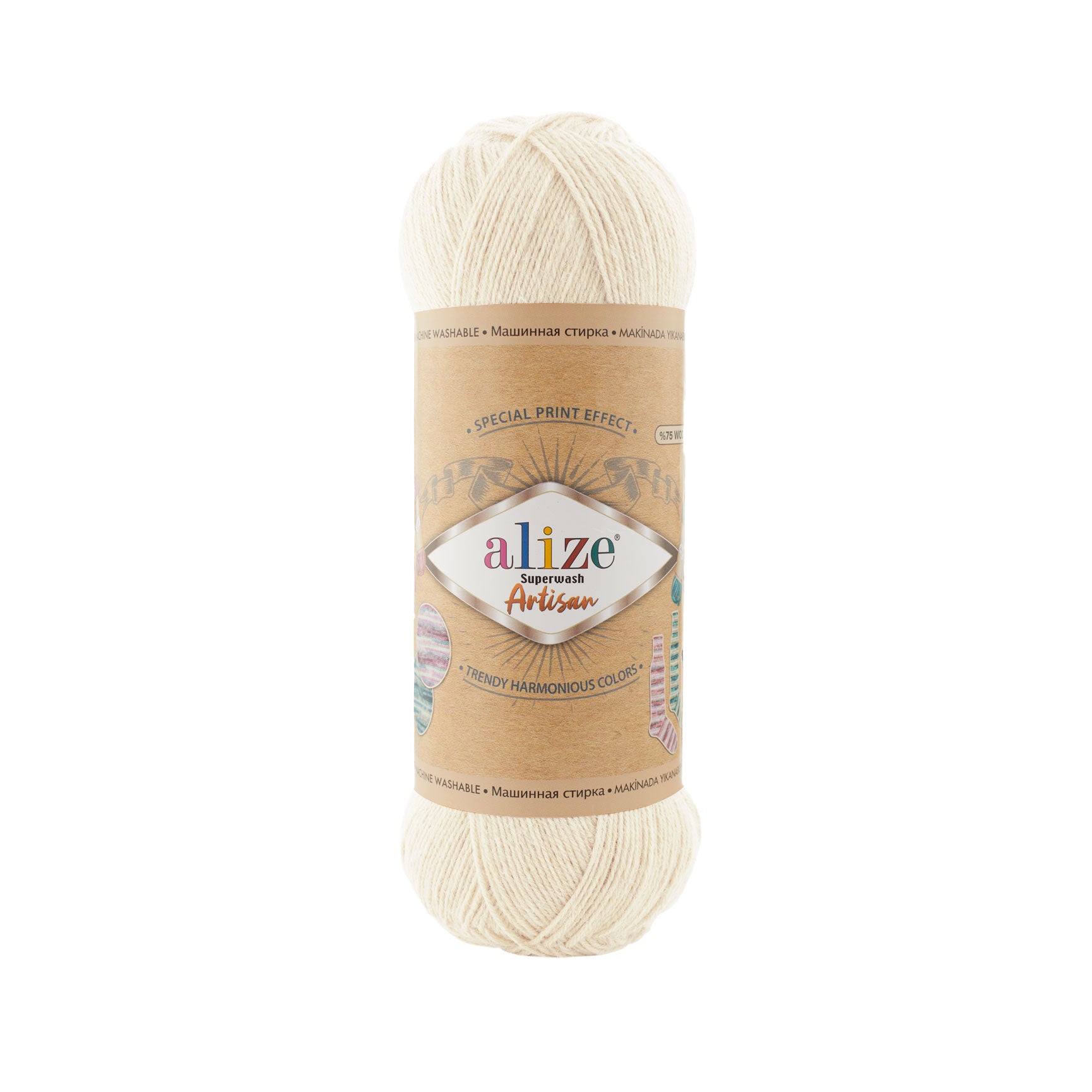 SW WOOL/POLY YARN:100Gx5(500GR) (ALIZE/S.WASH ARTISAN)