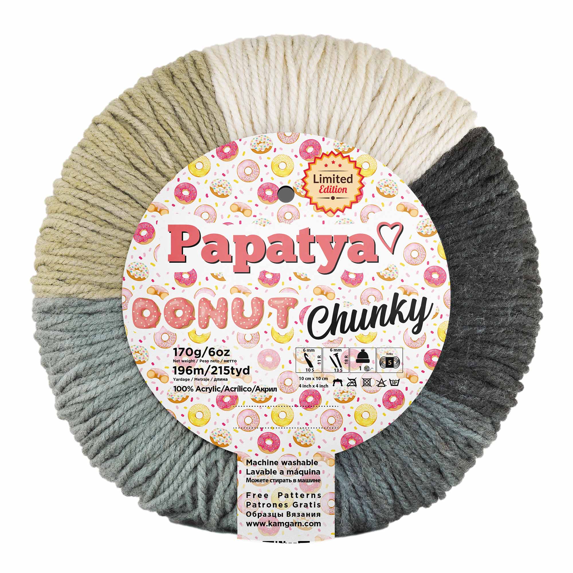 ACRY.YARNS:170Gx3PC(510GRM) (PAPATYA/DONUT-CHUNKY)