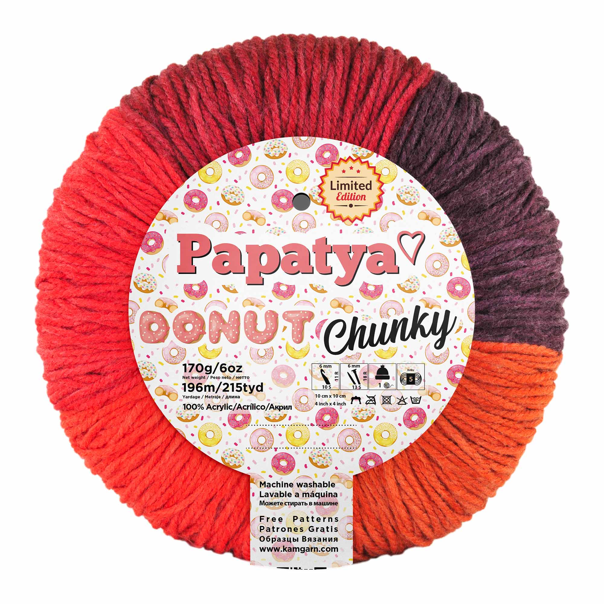 ACRY.YARNS:170Gx3PC(510GRM) (PAPATYA/DONUT-CHUNKY)