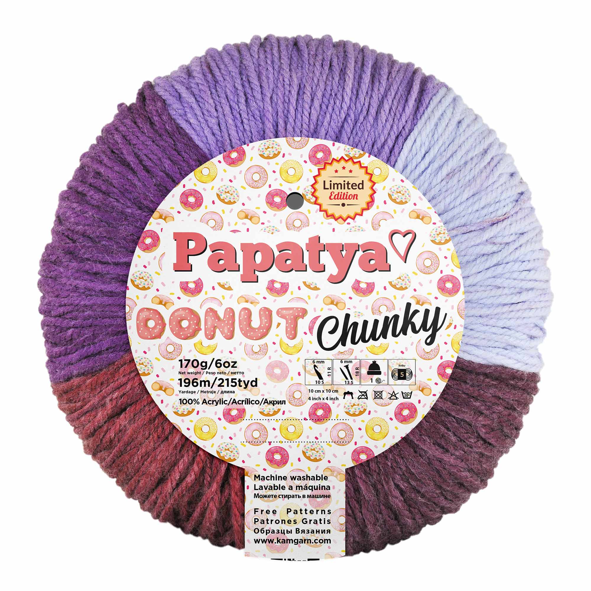 ACRY.YARNS:170Gx3PC(510GRM) (PAPATYA/DONUT-CHUNKY)