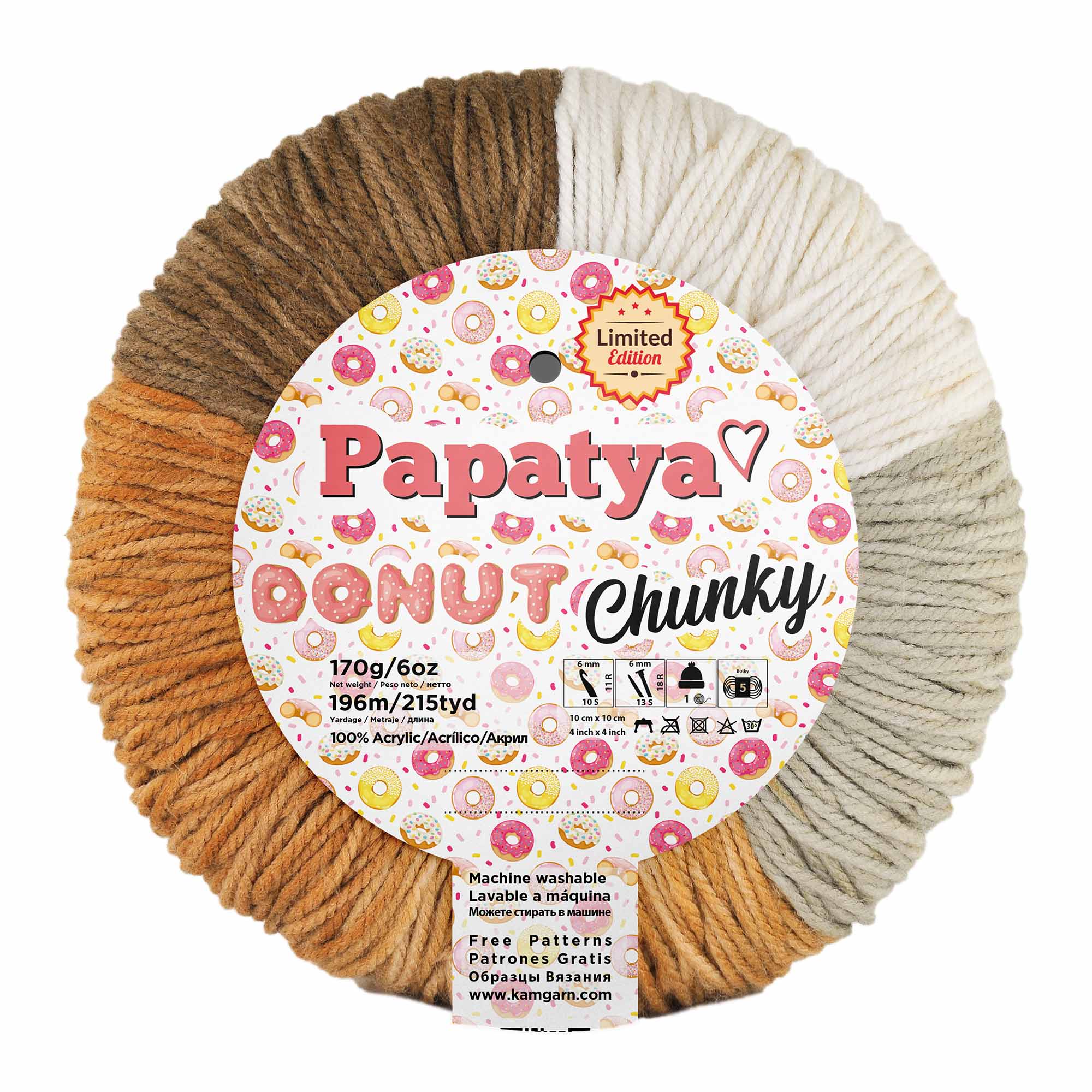 ACRY.YARNS:170Gx3PC(510GRM) (PAPATYA/DONUT-CHUNKY)