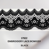 Elegant Floral Scalloped Embroidery Lace Trim - 9cmx15 Yards (17922)