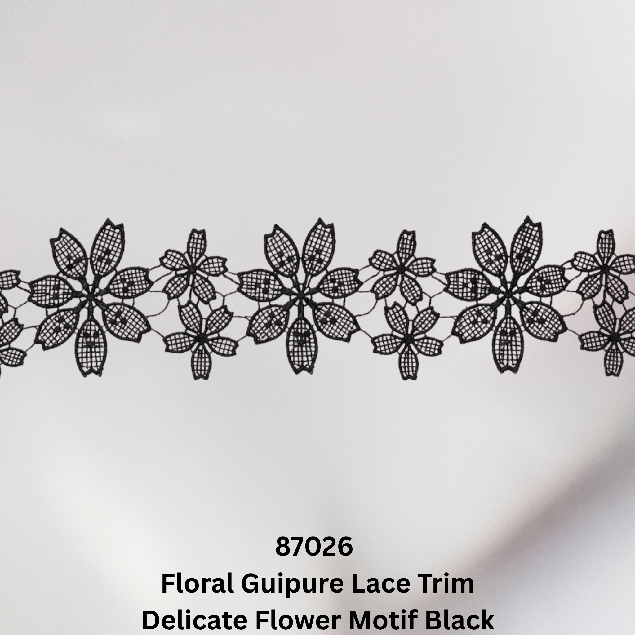 Floral Guipure Lace Trim  – Delicate Flower Motif (87026)