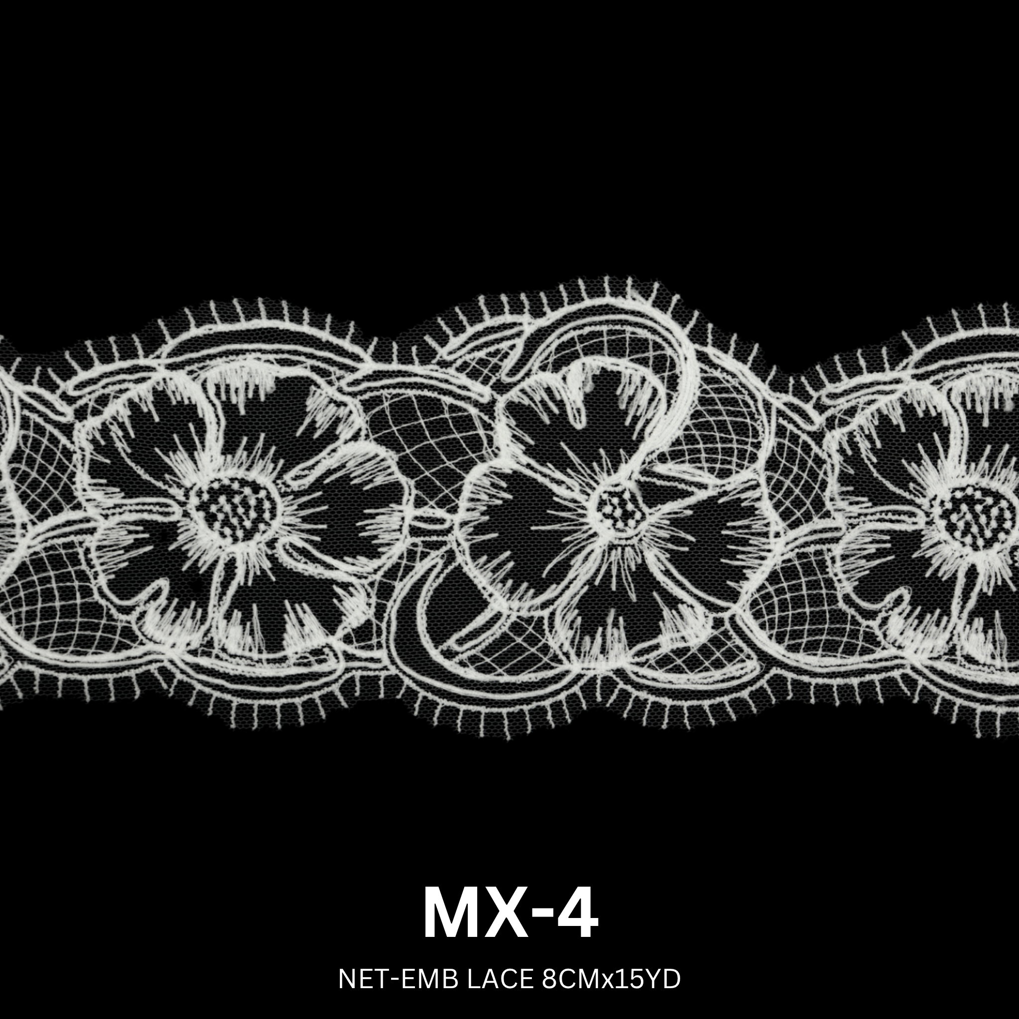 Luxury Net Embroidery Lace Trim 8cm x 15 Yards | Elegant Floral Design – MX-4