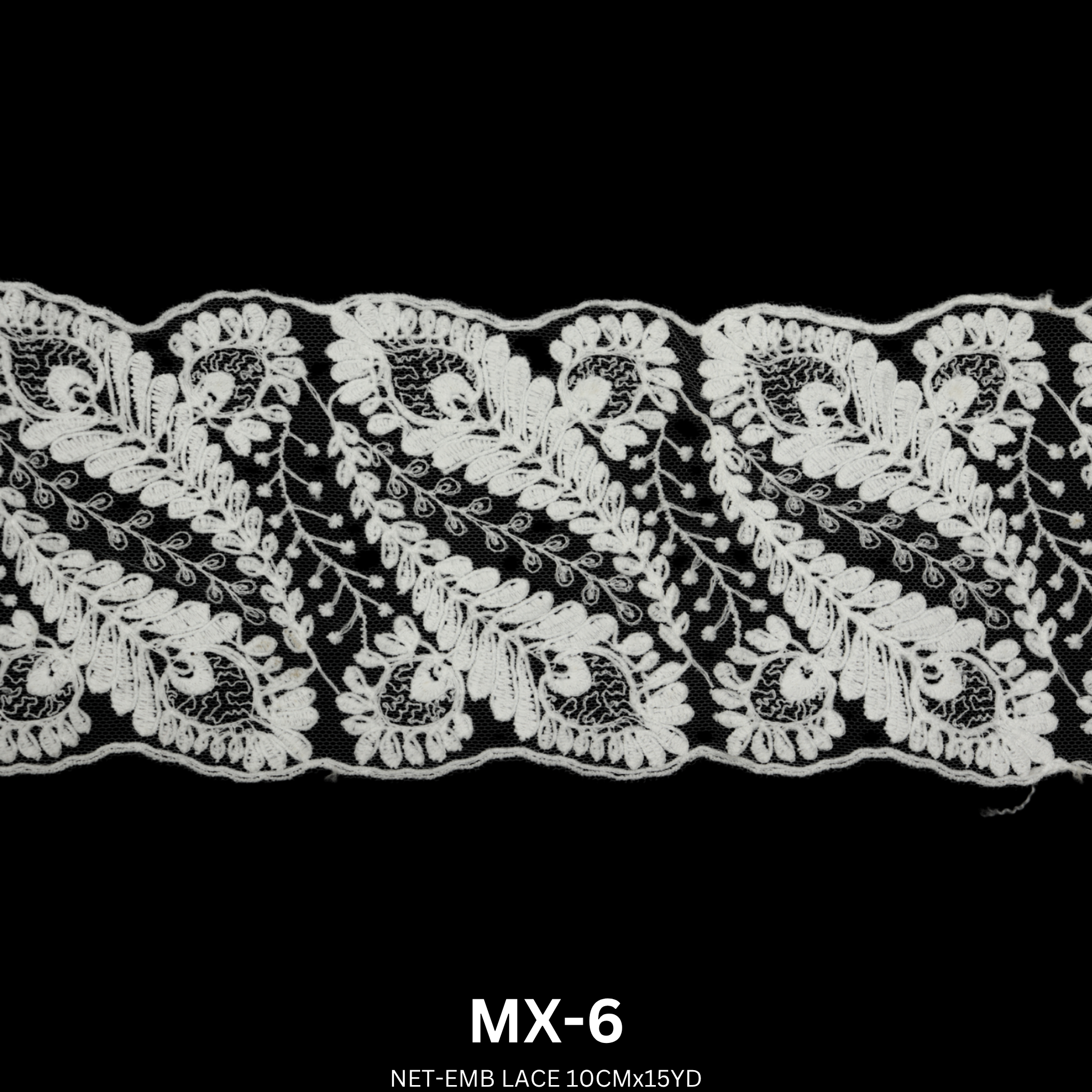 Luxury Net Embroidery Lace Trim 10cm x 15 Yards | Elegant Floral Vine Design – MX-6
