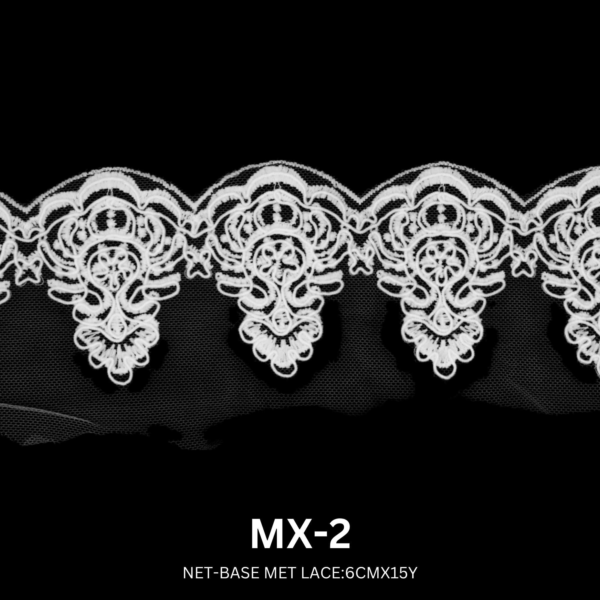 Luxury Net Base Metallic Lace Trim 6cm x 15 Yards | Elegant Embroidery Design – MX-2