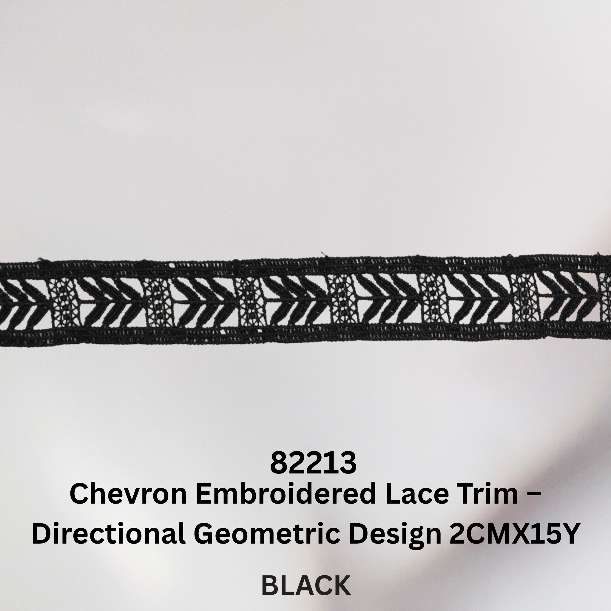 Chevron Embroidered Lace Trim – Directional Geometric Design (82213)