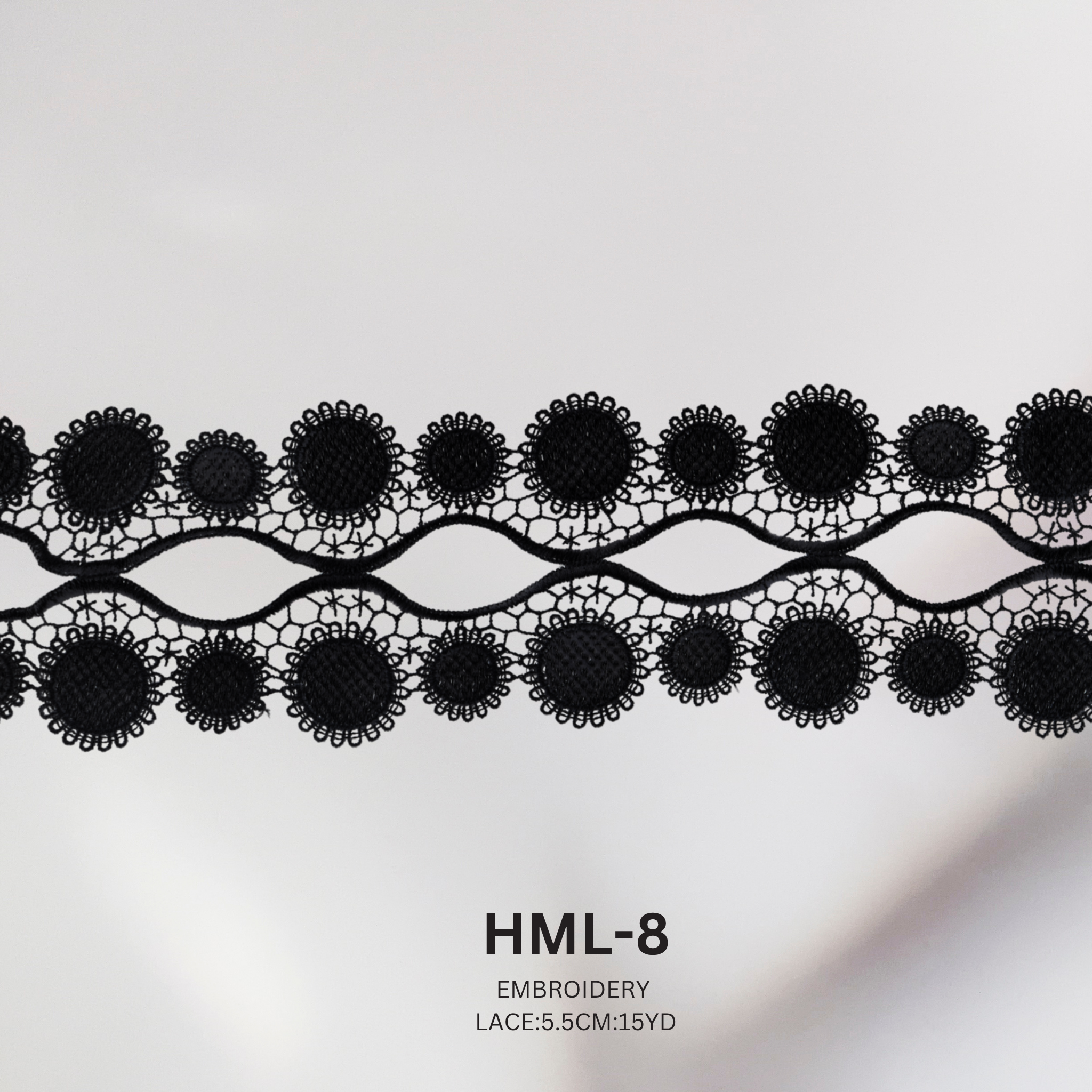 Luxury Embroidered Lace Trim 5.5cm x 15 Yards | Circular Wave Design – HML-8