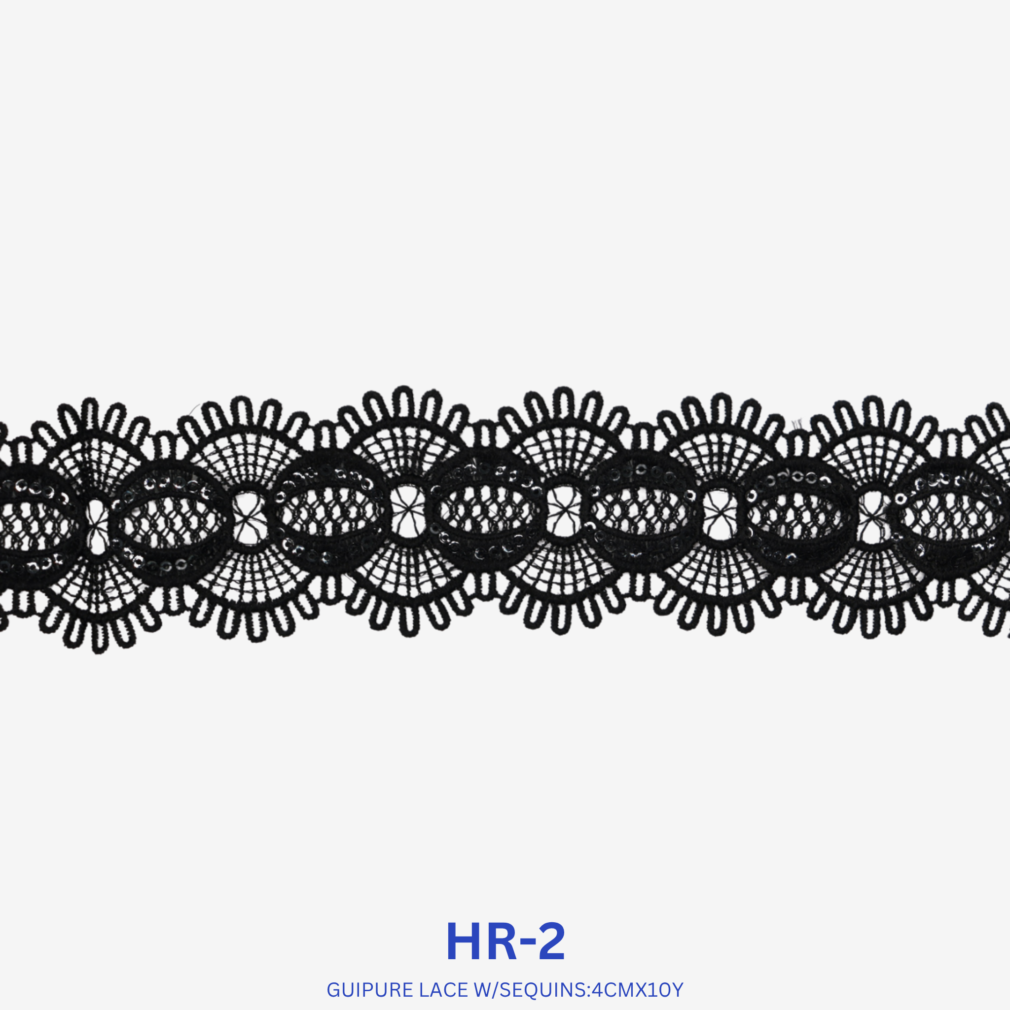 Luxury Guipure Lace Trim with Sequins 4cm x 10 Yards | Elegant Floral Design – HR-2