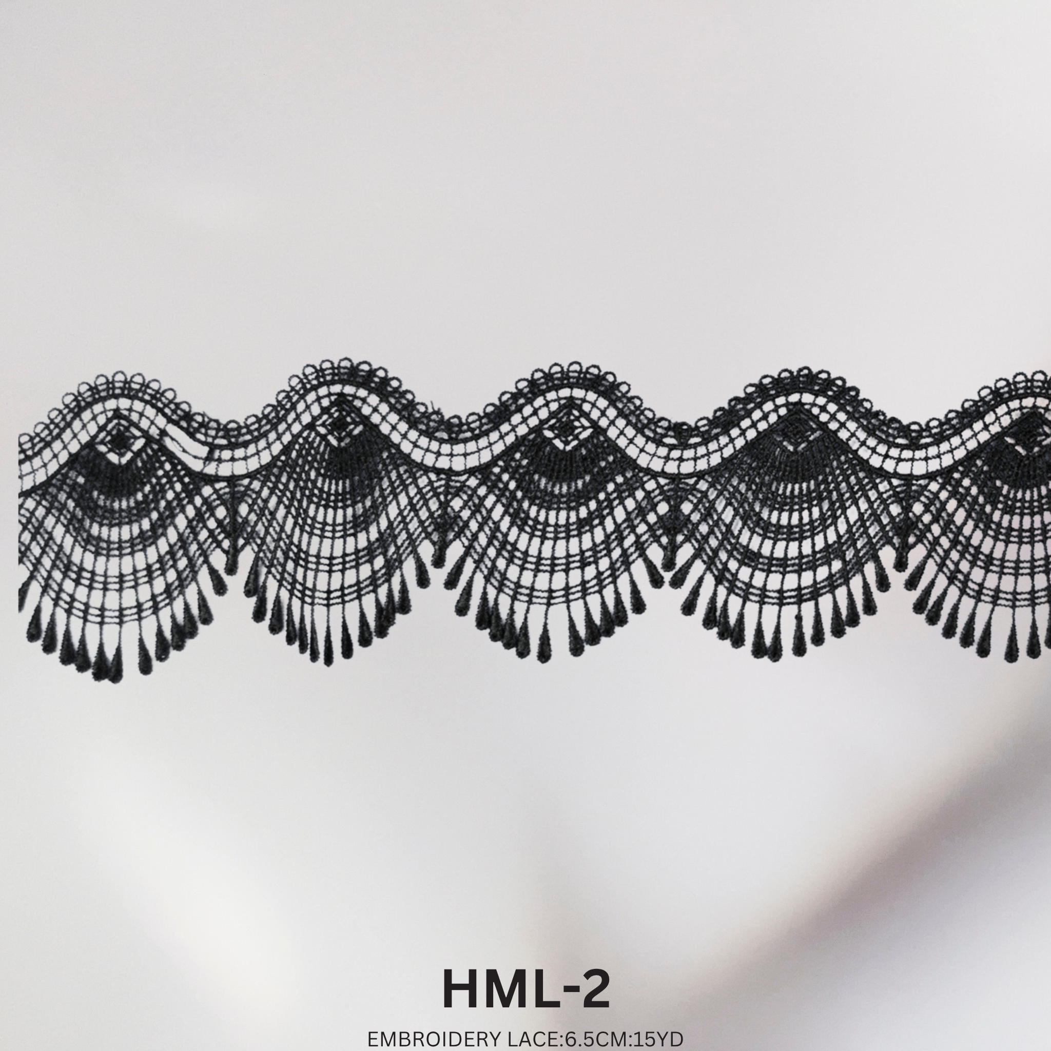 Luxury Embroidered Lace Trim 6.5cm x 15 Yards | Scalloped Fringe Design – HML-2