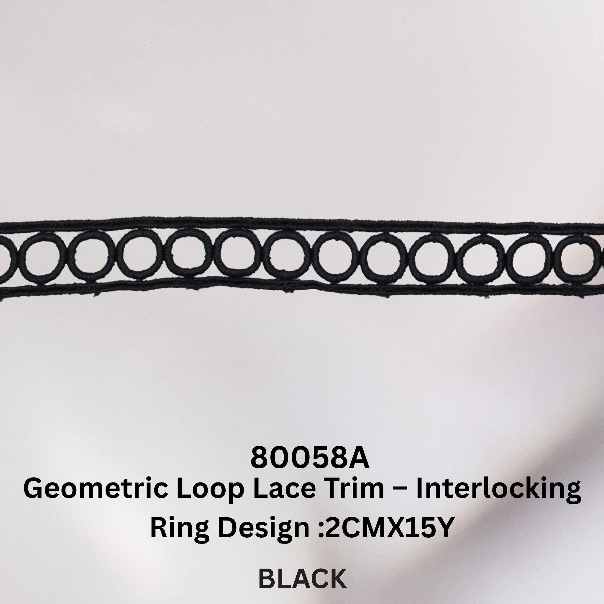 Geometric Loop Lace Trim – Interlocking Ring Design (80058A)