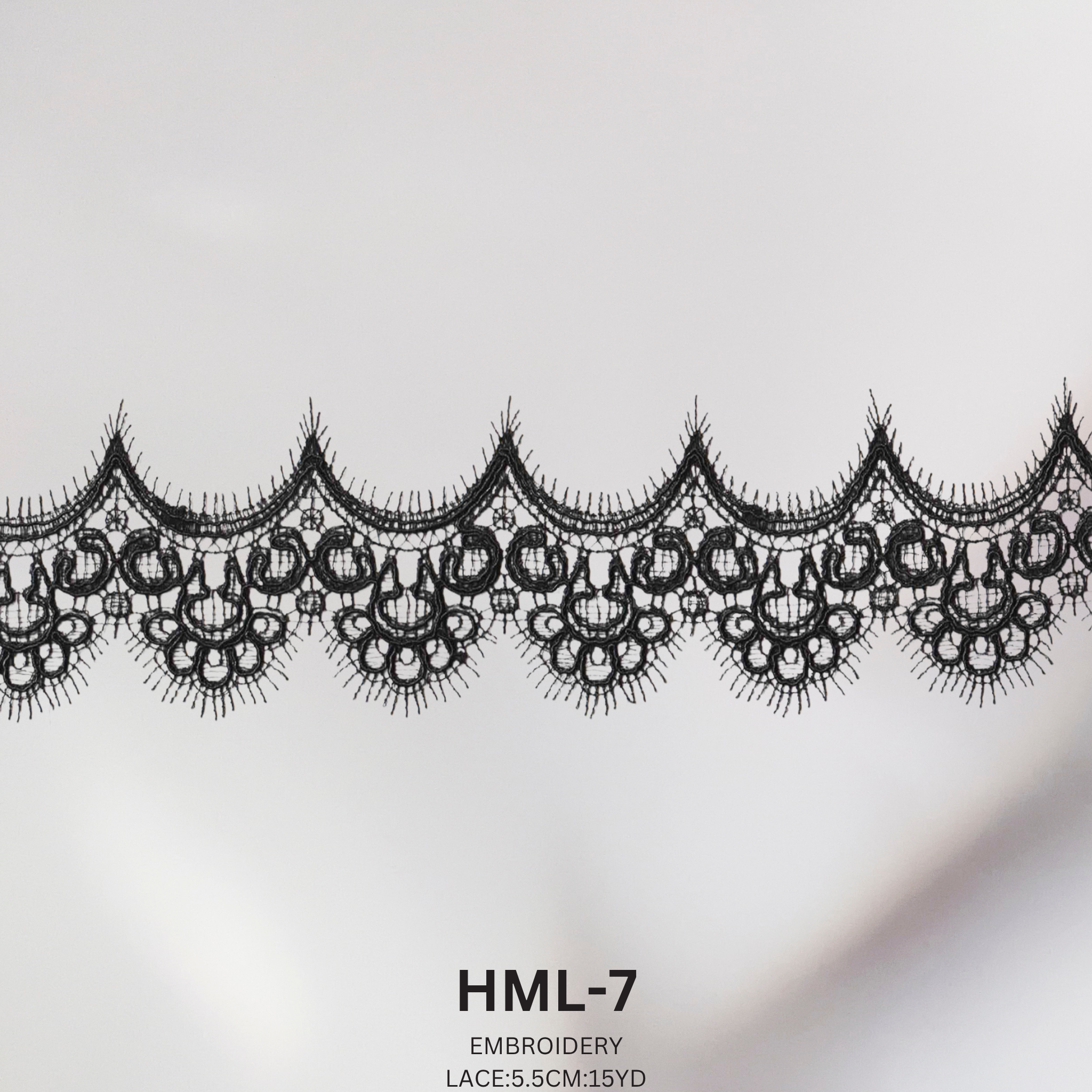 Luxury Embroidered Lace Trim 5.5cm x 15 Yards | Scalloped Floral Fringe Design – HML-7