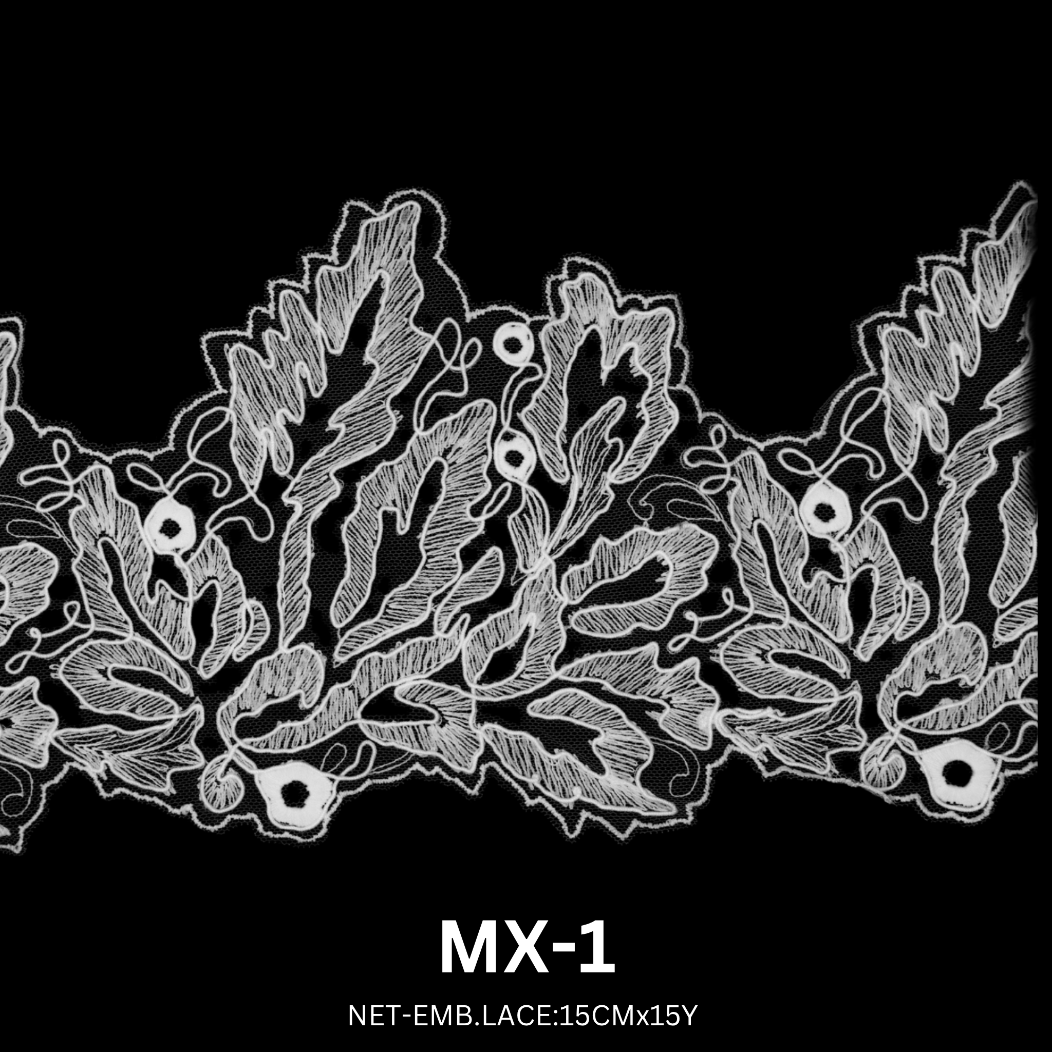 Luxury Net Embroidery Lace Trim 15cm x 15 Yards | Floral Leaf Design – MX-1