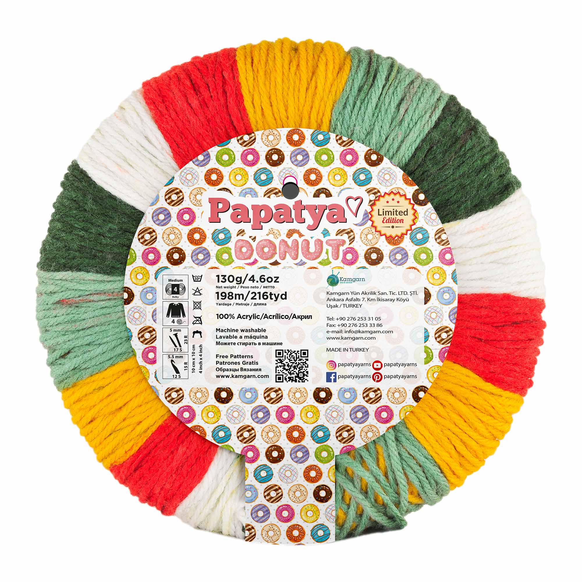 ACRY.YARNS:130Gx4PC(520GRM) (PAPATYA/DONUT-COL)
