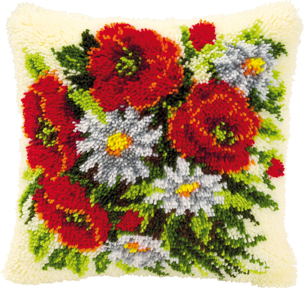 VERVACO LATCH HOOK CUSHION – ROSES & DAISIES (PN-0014142)