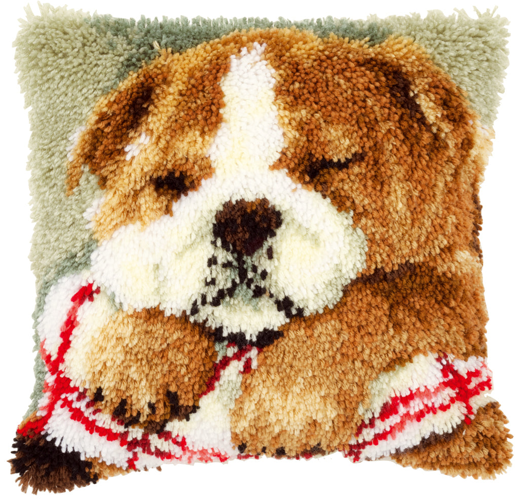VERVACO LATCH HOOK CUSHION – SLEEPING BULLDOG (PN-0147788)