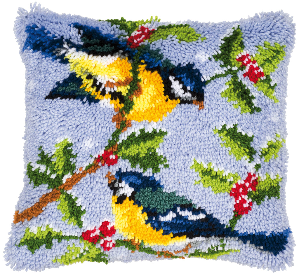 VERVACO LATCH HOOK CUSHION – BIRDS ON TREE BRANCH (PN-0014147)