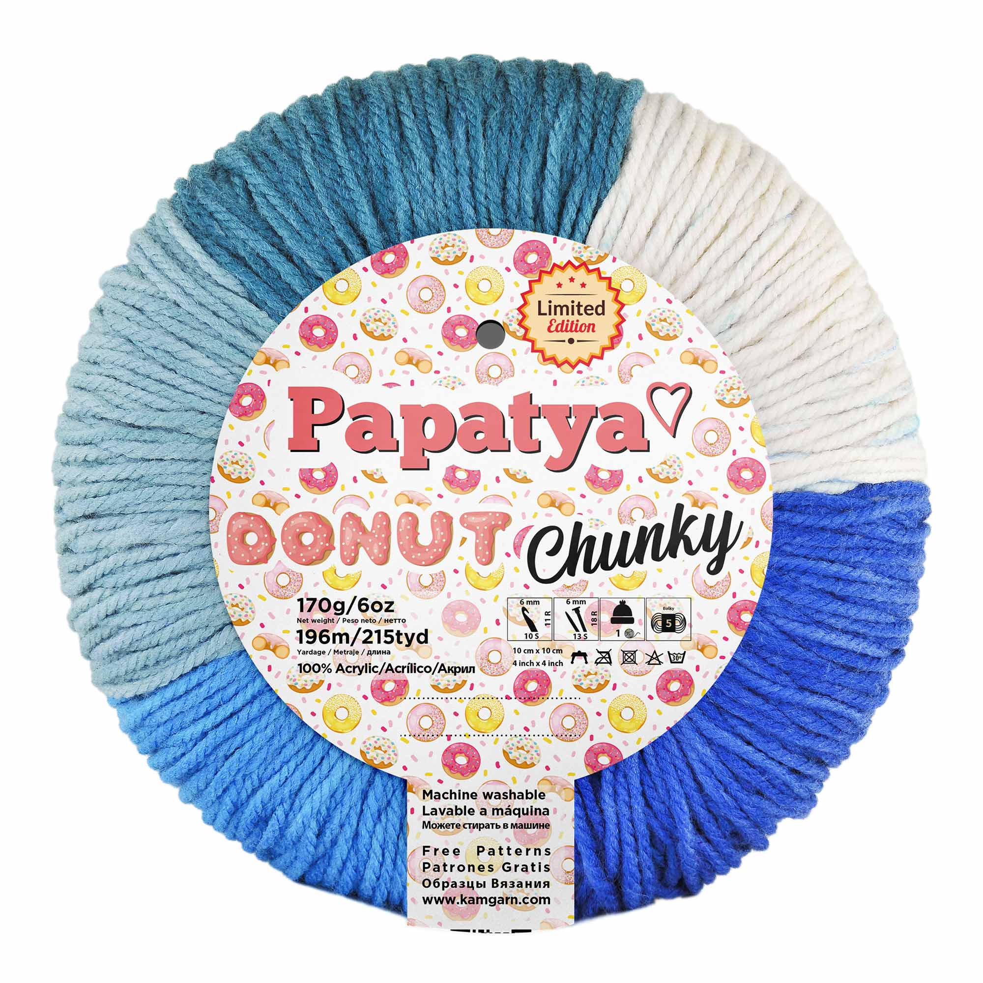 ACRY.YARNS:170Gx3PC(510GRM) (PAPATYA/DONUT-CHUNKY)