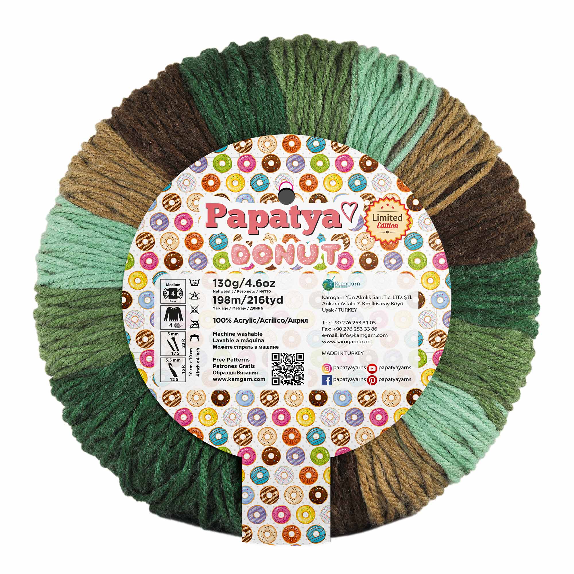 ACRY.YARNS:130Gx4PC(520GRM) (PAPATYA/DONUT-COL)