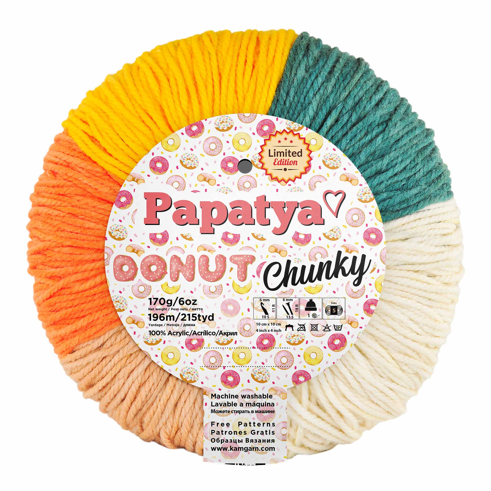 ACRY.YARNS:170Gx3PC(510GRM) (PAPATYA/DONUT-CHUNKY)