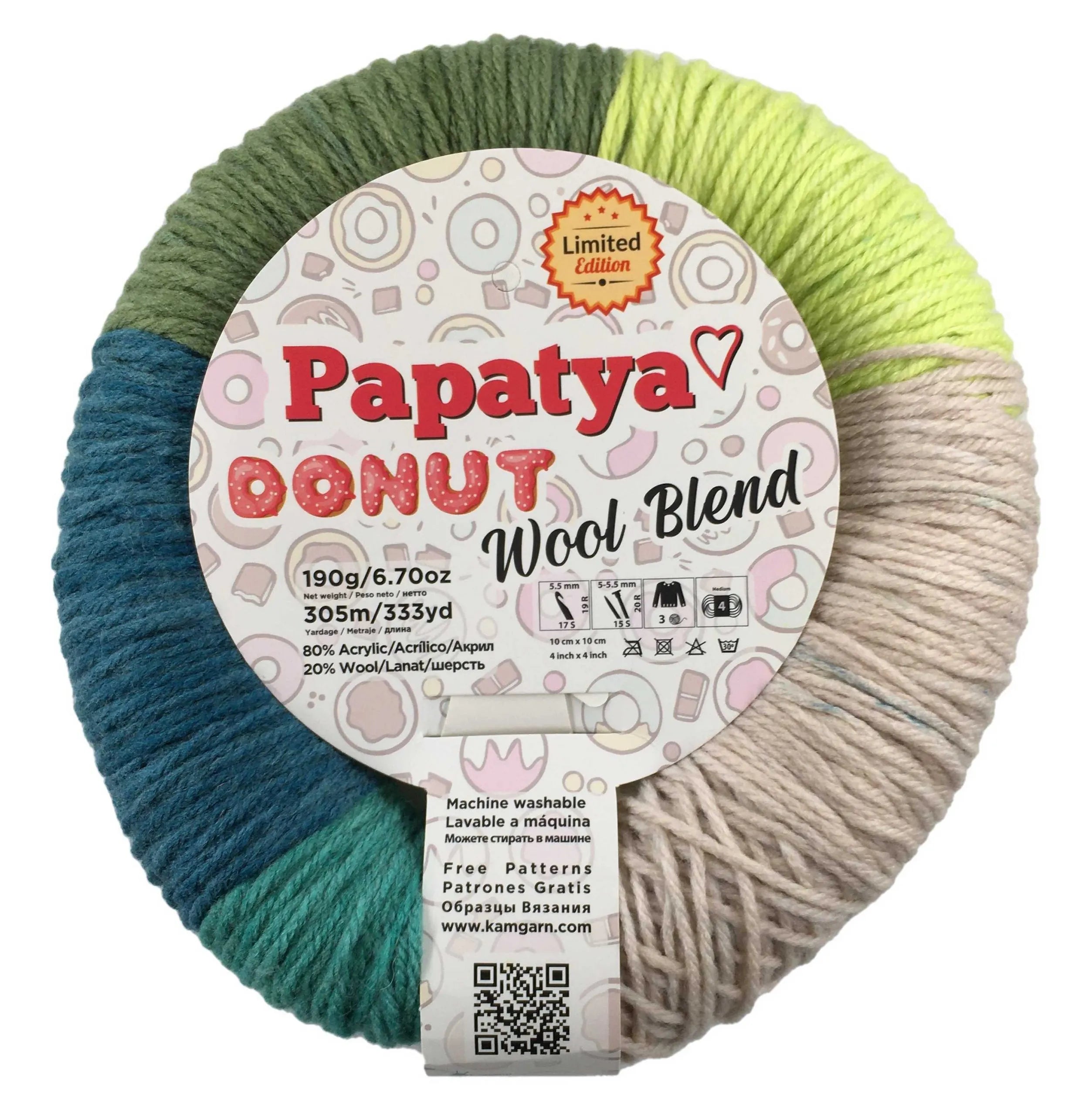 ACRY.YARNS:190Gx4PC(760GRM) (PAPATYA/DONUT-WOOL B)